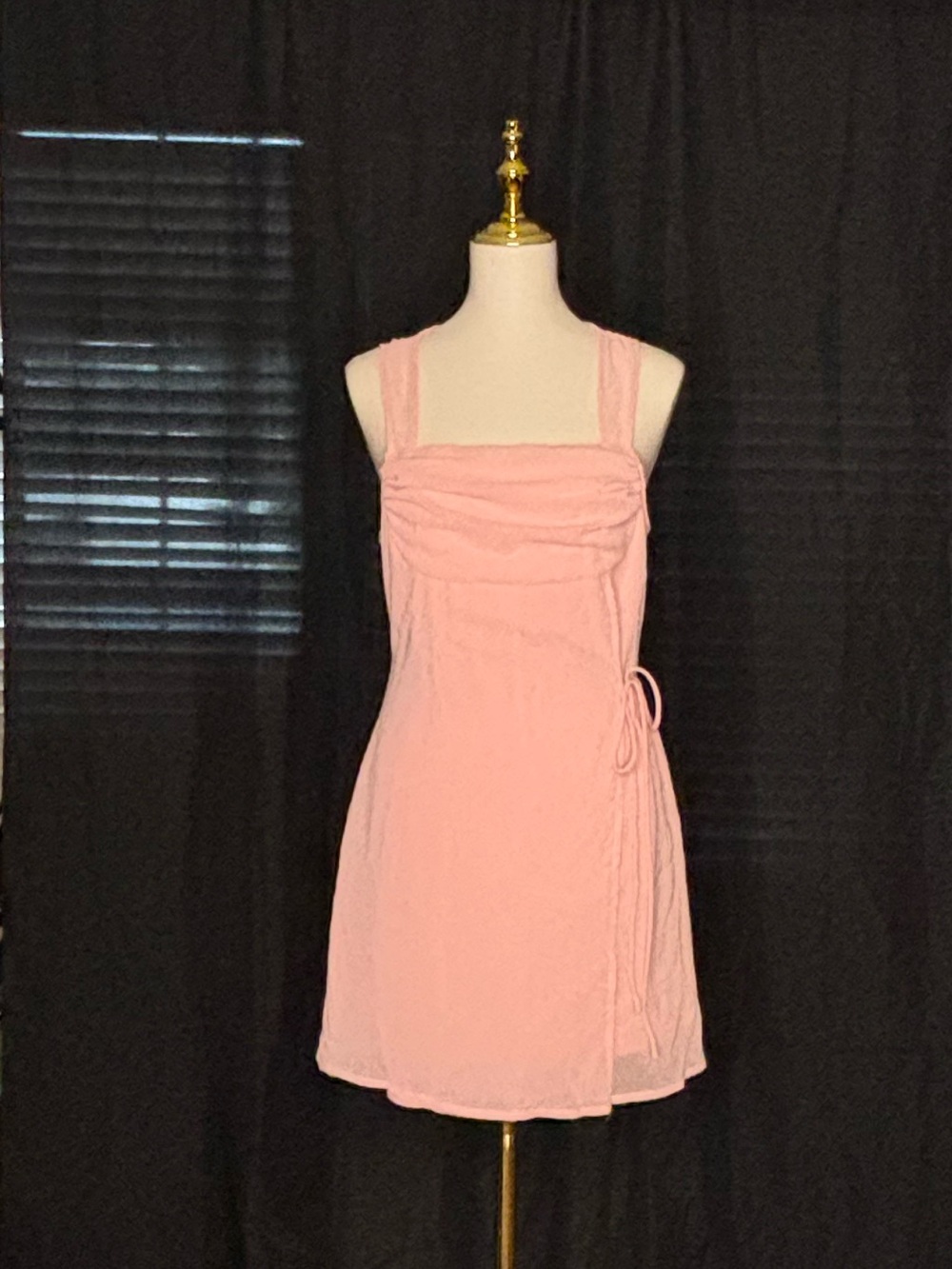 Pink Square-Neck Mini Dress